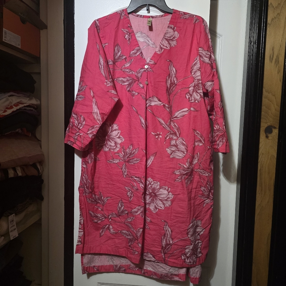 Ethnic By Outfitters Floral Pink Women's Asymmetrical Tunic Size Large